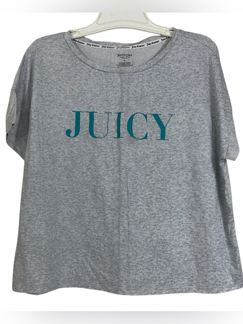 Juicy Couture Women’s XL Sleepwear Top Gray Teal JUICY Logo Short Sleeve